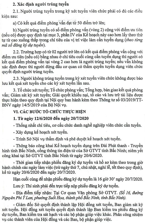 Sở Giao thông vận tải tỉnh Bắc Ninh tuyển dụng viên chức năm 2020