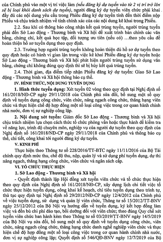 Sở Lao động - Thương binh và Xã hội TP.Hà Nội tuyển dụng viên chức năm 2020