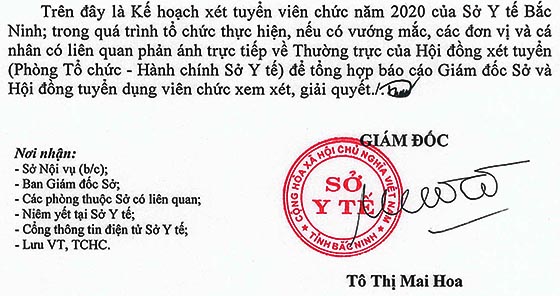 Sở Y tế tỉnh Bắc Ninh tuyển dụng viên chức năm 2020