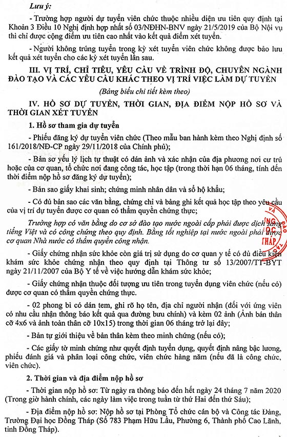 Trường Đại học Đồng Tháp tuyển dụng viên chức đợt 2 năm 2020