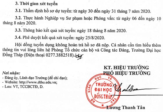 Trường Đại học Đồng Tháp tuyển dụng viên chức đợt 2 năm 2020
