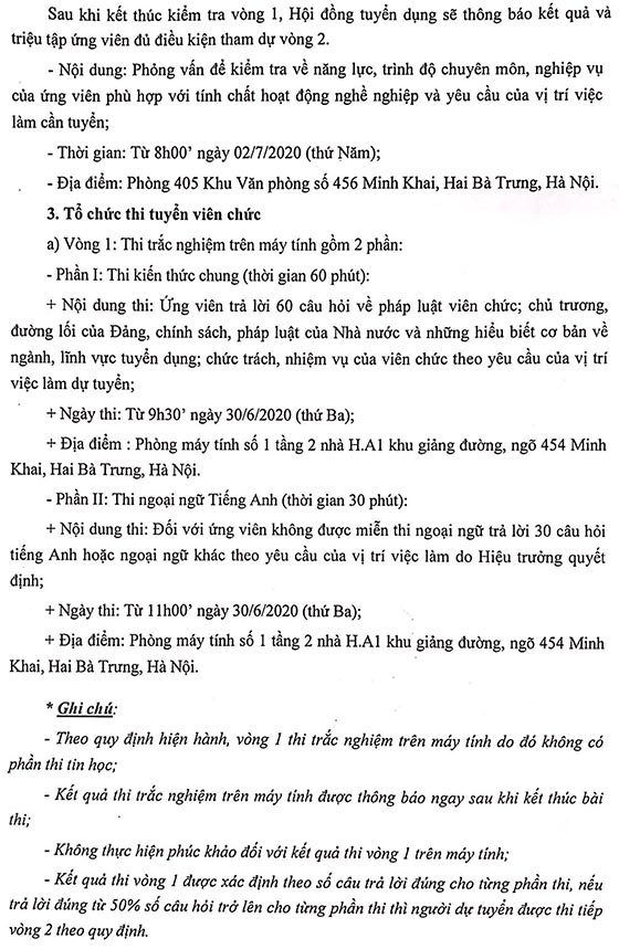 Trường Đại học Kinh tế - Kỹ thuật Công nghiệp thông báo kế hoạch tuyển dụng viên chức năm 2020