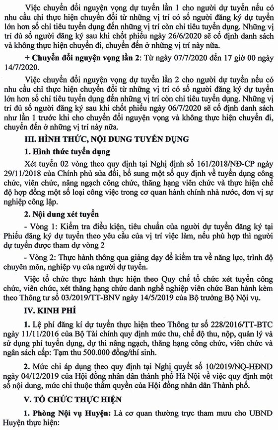 UBND huyện Đông Anh, Hà Nội tuyển dụng viên chức năm 2020