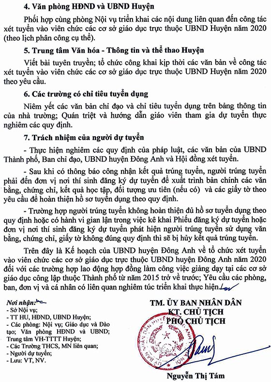 UBND huyện Đông Anh, Hà Nội tuyển dụng viên chức năm 2020
