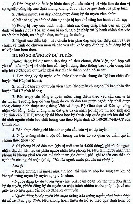 UBND huyện Hải Hà, Quảng Ninh tuyển dụng viên chức năm 2020