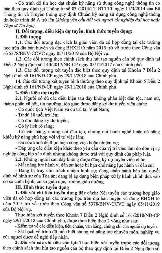 UBND huyện Hải Lăng, Quảng Trị tuyển dụng viên chức năm 2020