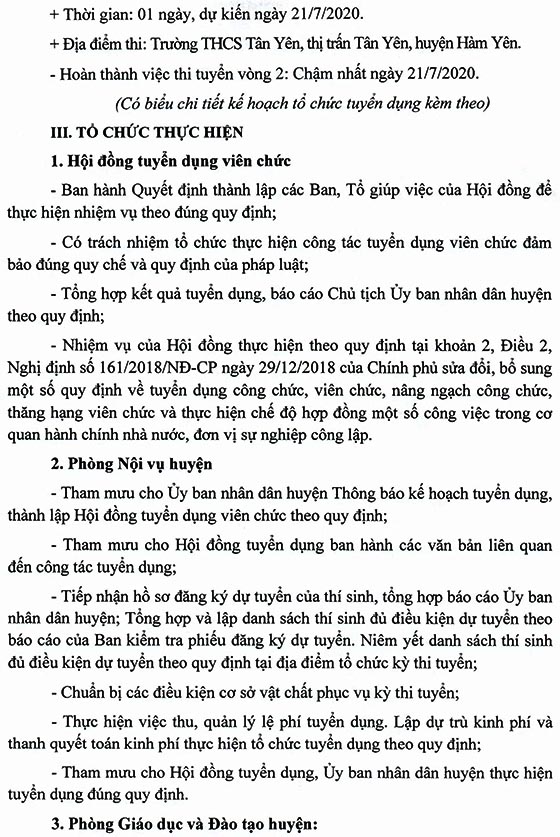 UBND huyện Hàm Yên, Tuyên Quang tuyển dụng giáo viên năm 2020
