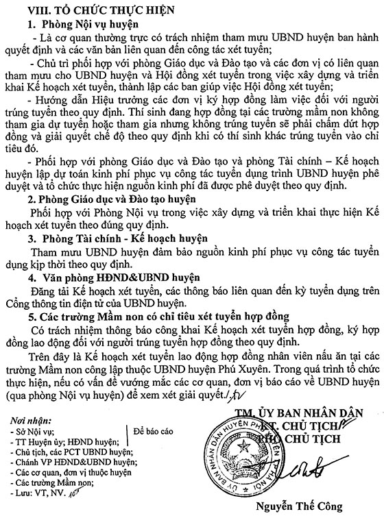 UBND huyện Phú Xuyên, Hà Nội tuyển dụng nhân sự trường mầm non năm 2020