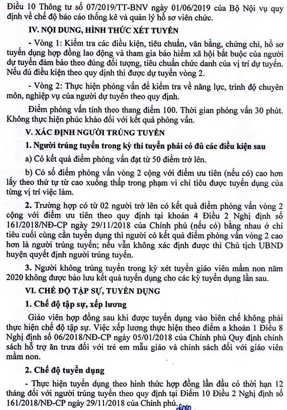 UBND huyện Tam Dương tuyển dụng giáo viên mầm non năm 2020