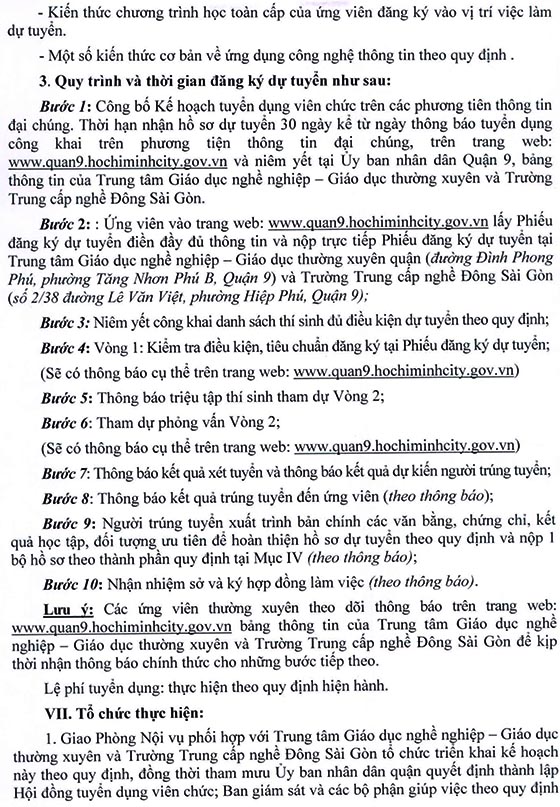 UBND quận 9, TP.HCM tuyển dụng viên chức năm 2020