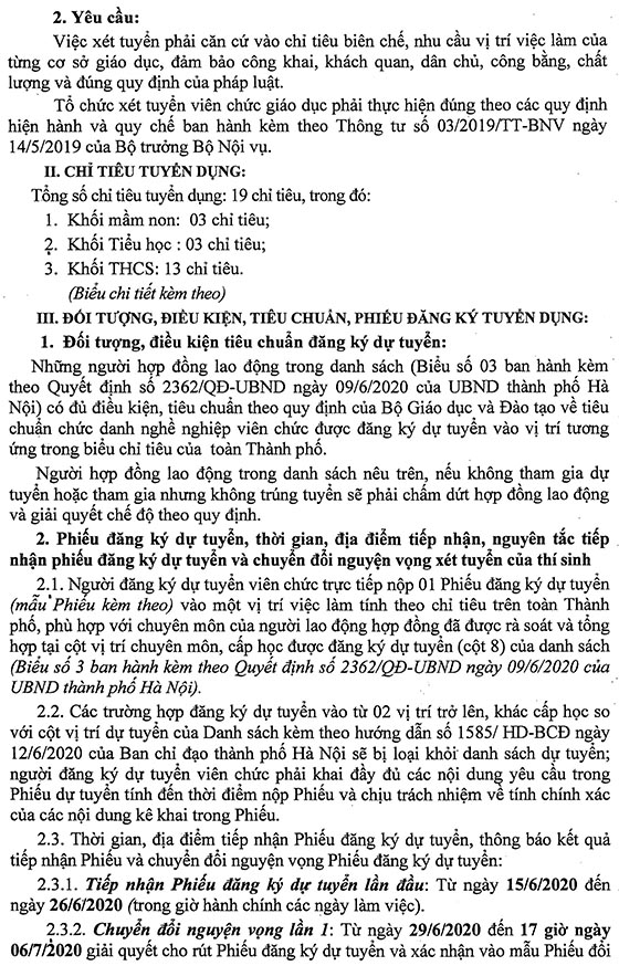 UBND quận Cầu Giấy, Hà Nội tuyển dụng viên chức năm 2020