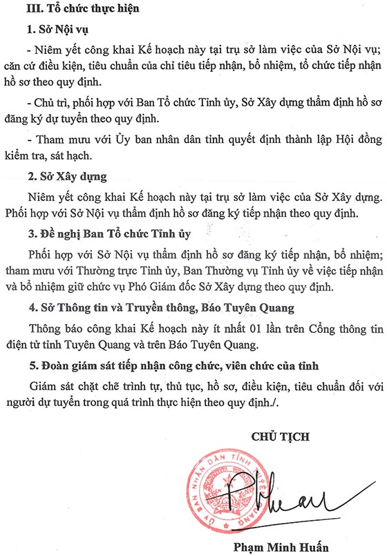 UBND tỉnh Tuyên Quang tiếp nhận vào làm công chức năm 2020