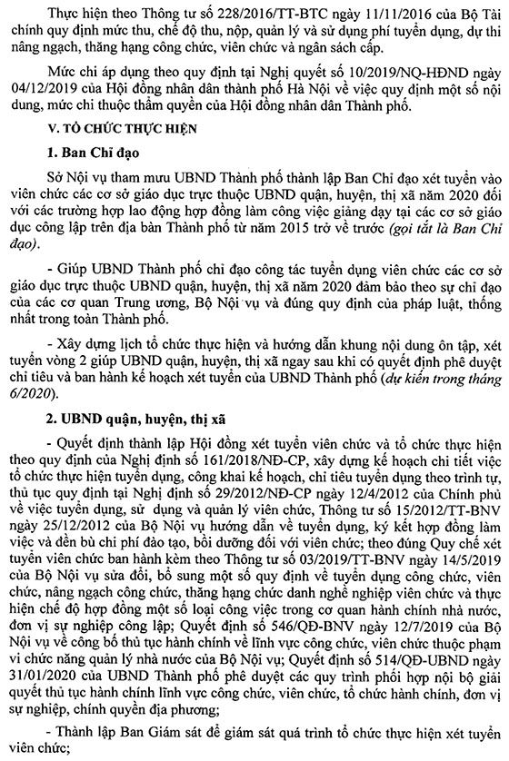 UBND TP.Hà Nội tuyển dụng giáo viên năm 2020
