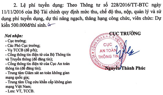 Cục An toàn thông tin, Bộ Thông tin và Truyền thông tuyển dụng viên chức năm 2020