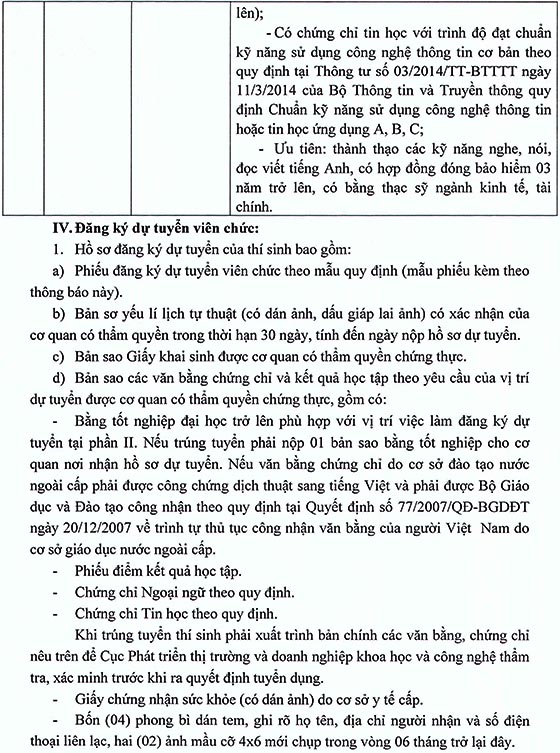Cục Phát triển thị trường và doanh nghiệp khoa học và công nghệ tuyển dụng viên chức năm 2020