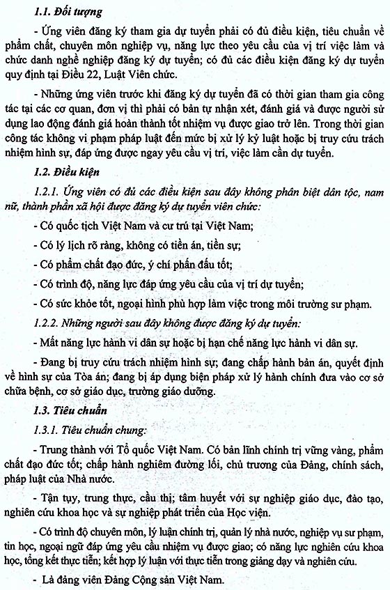 Học viện Chính trị khu vực IV, TP.Cần Thơ tuyển dụng giảng viên năm 2020