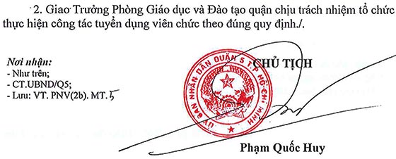 Phòng Giáo dục và Đào tạo Quận 5, TP.HCM tuyển dụng viên chức năm học 2020 - 2021