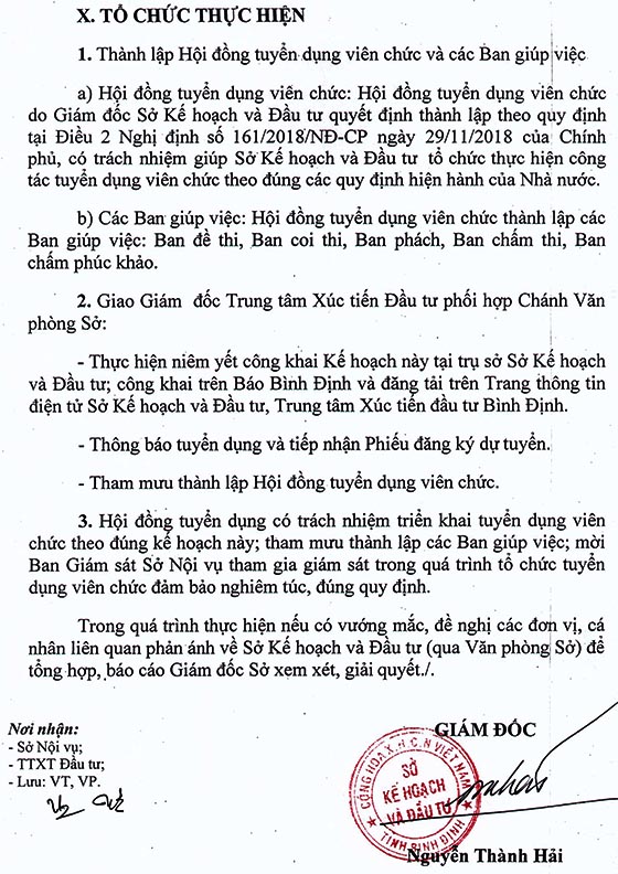 Trung tâm Xúc tiến Đầu tư - Sở Kế hoạch và Đầu tư Bình Định tuyển dụng viên chức năm 2020 