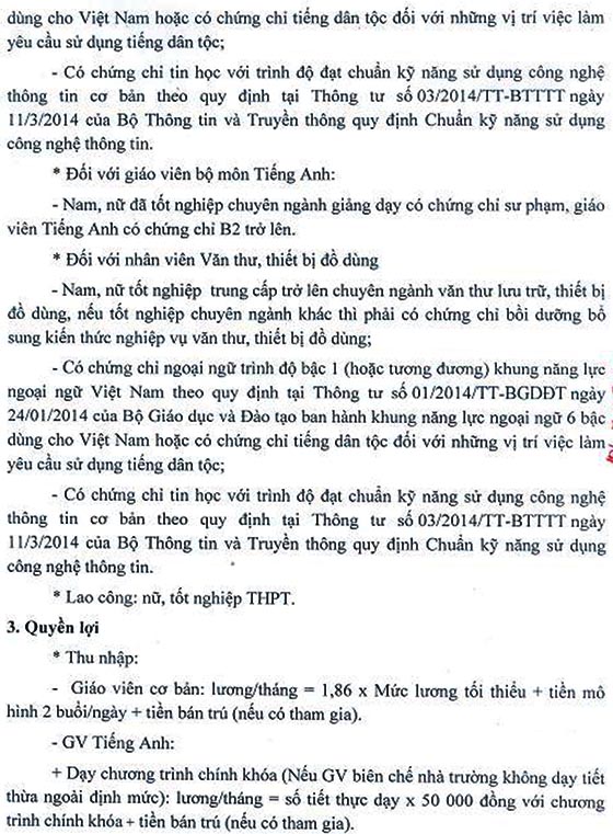 Trường Tiểu học Vũ Xuân Thiều quận Long Biên, TP.Hà Nội tuyển dụng nhân sự năm 2020