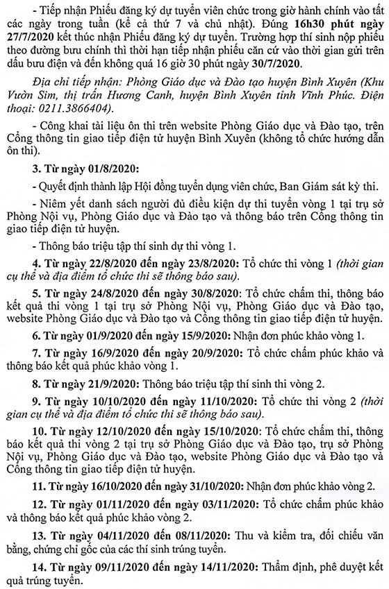 UBND huyện Bình Xuyên, Vĩnh Phúc tuyển dụng giáo viên mầm non năm 2020