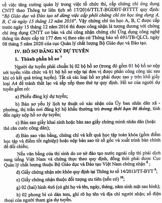 UBND huyện Củ Chi, TP.HCM tuyển dụng viên chức giáo dục năm học 2020-2021