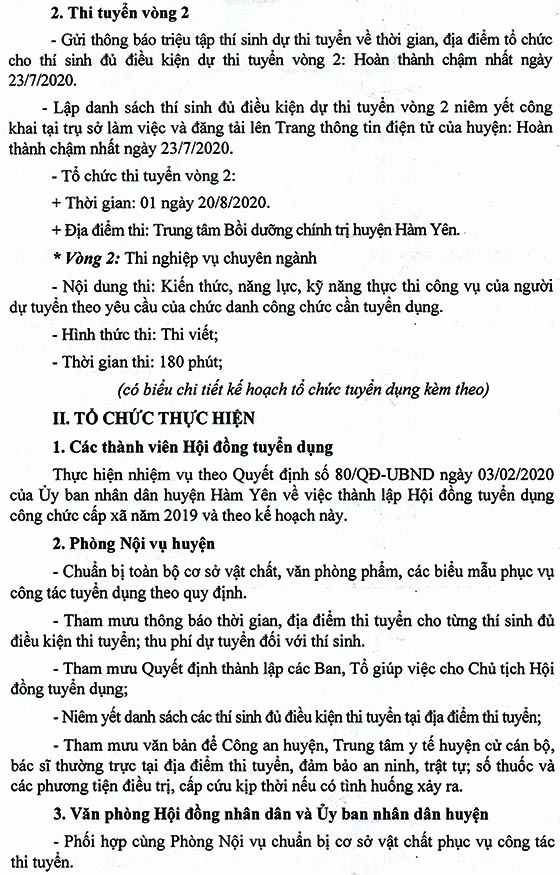 UBND huyện Hàm Yên, Tuyên Quang tuyển dụng công chức cấp xã năm 2020