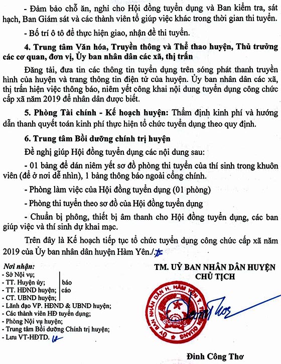 UBND huyện Hàm Yên, Tuyên Quang tuyển dụng công chức cấp xã năm 2020