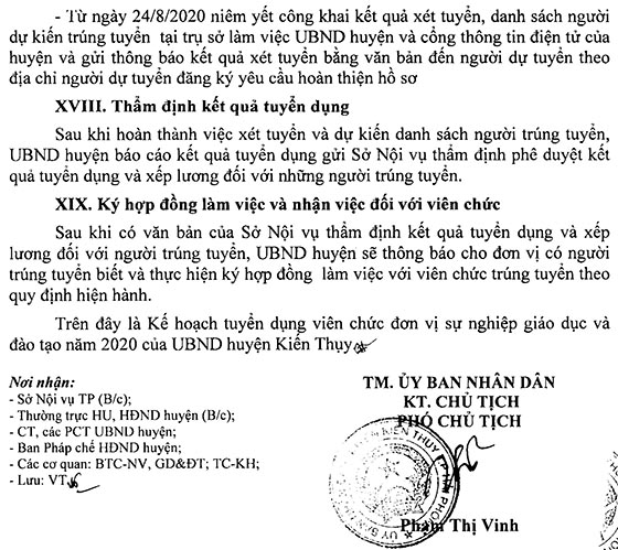 UBND huyện Kiến Thụy, Hải Phòng tuyển dụng giáo viên năm 2020