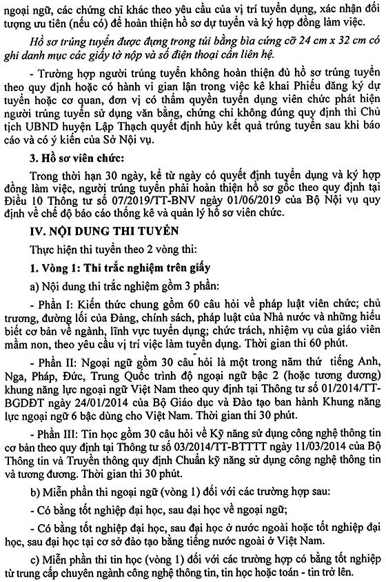 UBND huyện Lập Thạch, Vĩnh Phúc tuyển dụng giáo viên mầm non năm 2020