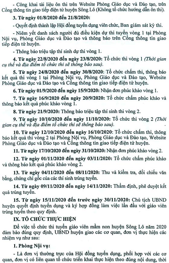 UBND huyện Sông Lô, Vĩnh Phúc tuyển dụng giáo viên mầm non năm 2020