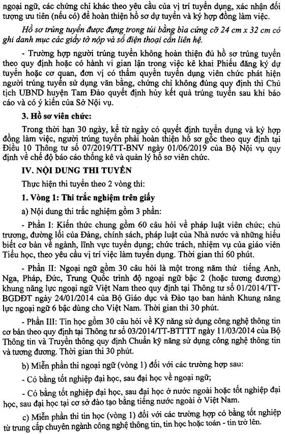 UBND huyện Tam Đảo, Vĩnh Phúc tuyển dụng giáo viên mầm non năm 2020