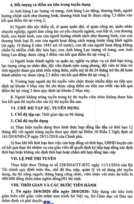 UBND huyện Tam Dương, Vĩnh Phúc tuyển dụng giáo viên mầm non năm 2020