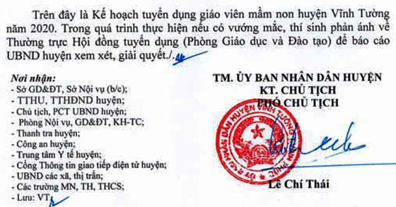 UBND huyện Vĩnh Tường, Vĩnh Phúc tuyển dụng giáo viên mầm non năm 2020