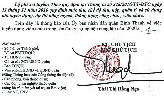 UBND quận Bình Thạnh, TP.HCM tuyển dụng viên chức năm 2020