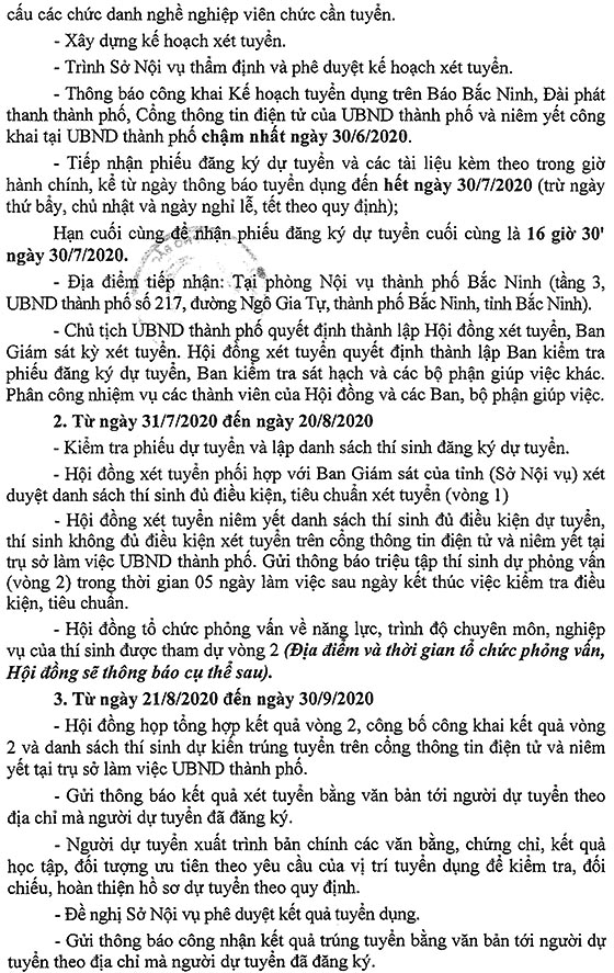 UBND TP.Bắc Ninh xét tuyển viên chức đợt 2 năm 2020