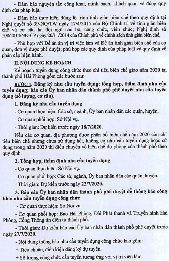 UBND TP.Hải Phòng tuyển dụng công chức năm 2020