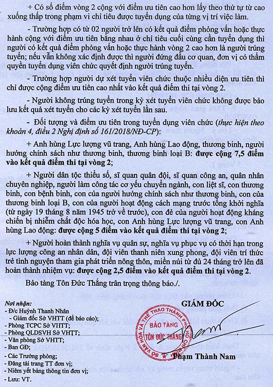 Bảo tàng Tôn Đức Thắng TP.HCM tuyển dụng viên chức năm 2020