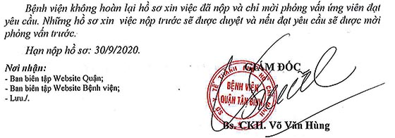 Bệnh viện quận Tân Bình, TP.HCM tuyển dụng nhân sự năm 2020