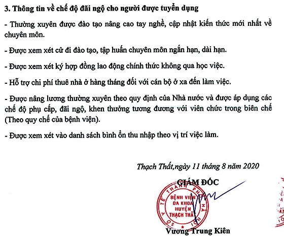 Bệnh viện Đa khoa huyện Thạch Thất, TP.Hà Nội tuyển dụng bác sĩ năm 2020