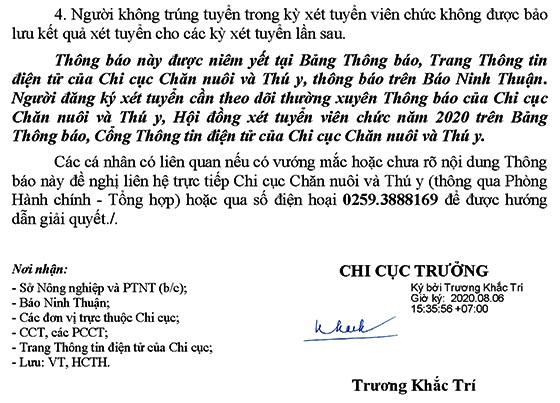 Chi cục Chăn nuôi và Thú y tỉnh Ninh Thuận tuyển dụng viên chức năm 2020