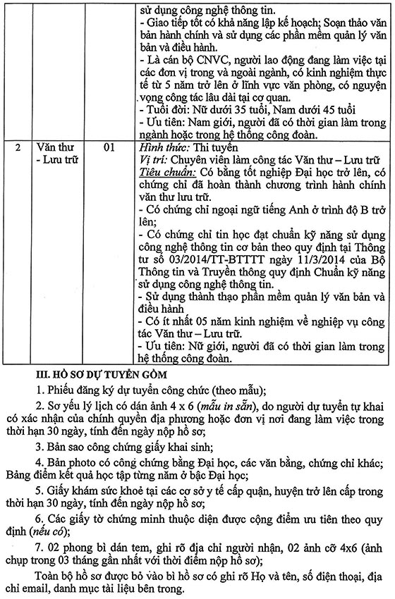 Công đoàn Thông tin và Truyền thông Việt Nam tuyển dụng công chức năm 2020   