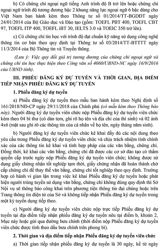 Sở Nội vụ tỉnh Bình Định tuyển dụng viên chức năm 2020