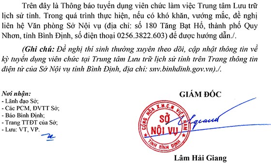 Sở Nội vụ tỉnh Bình Định tuyển dụng viên chức năm 2020