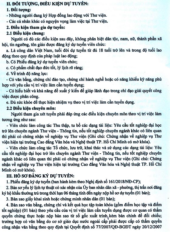 Thư viện Khoa học Tổng hợp TP.HCM tuyển dụng viên chức năm 2020
