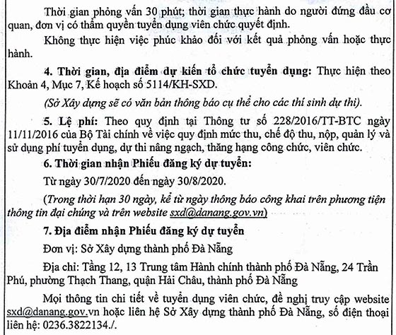 Trung tâm Quản lý hạ tầng đô thị - Sở Xây dựng TP.Đà Nẵng tuyển dụng viên chức năm 2020