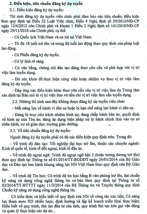 Trung tâm Xúc tiến Đầu tư, Thương mại và Du lịch Thanh Hóa thông báo tuyển dụng viên chức năm 2020