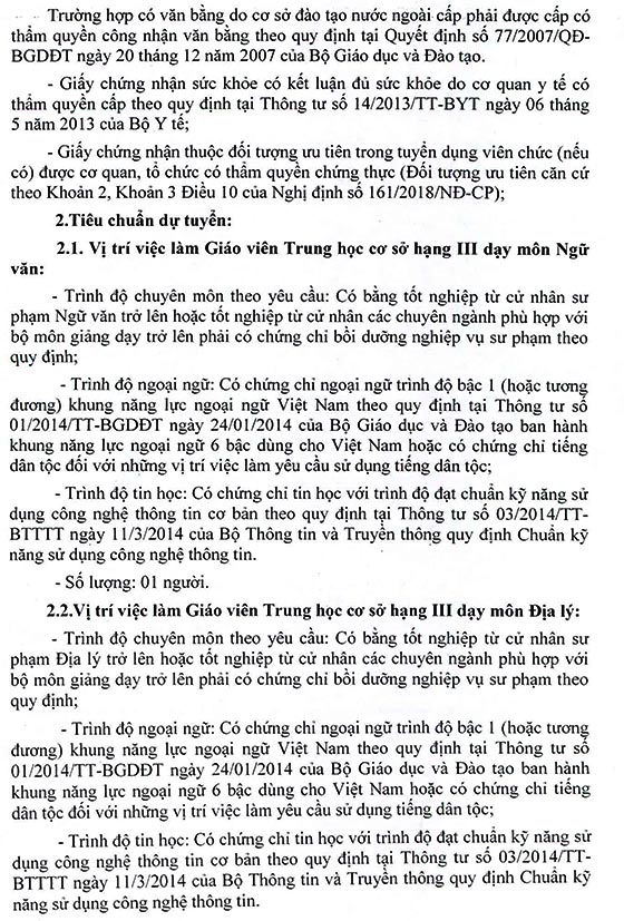 Trường THCS Đa Phước, Bình Chánh, TP. HCM tuyển dụng viên chức năm học 2020-2021