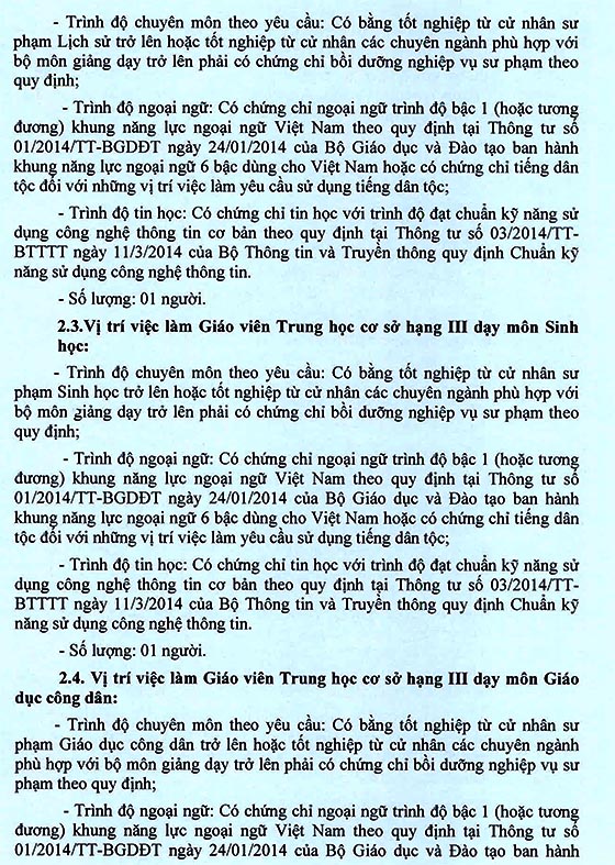 Trường THCS Nguyễn Thái Bình, Bình Chánh, TP. HCM tuyển dụng viên chức năm học 2020-2021
