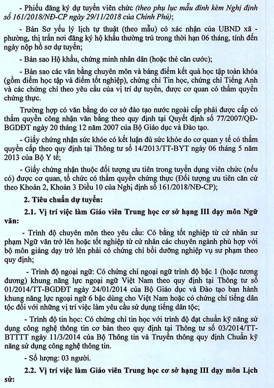 Trường THCS Nguyễn Thái Bình, Bình Chánh, TP. HCM tuyển dụng viên chức năm học 2020-2021