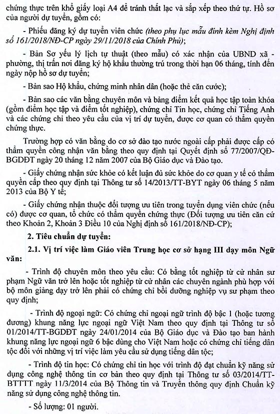 Trường THCS Nguyễn Văn Linh, Bình Chánh, TP.HCM tuyển dụng viên chức năm học 2020 – 2021